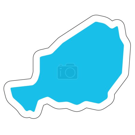 Niger country silhouette. High detailed map. Solid blue vector sticker with white contour isolated on white background.
