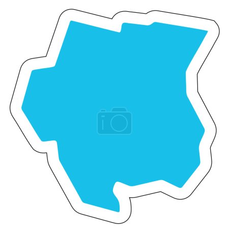 Suriname country silhouette. High detailed map. Solid blue vector sticker with white contour isolated on white background.