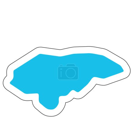 Die Silhouette von Honduras. Hoch detaillierte Karte. Solider blauer Vektor-Aufkleber mit weißer Kontur isoliert auf weißem Hintergrund.