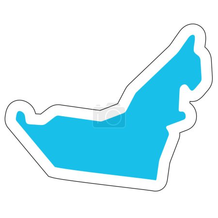United Arab Emirates country silhouette. High detailed map. Solid blue vector sticker with white contour isolated on white background.