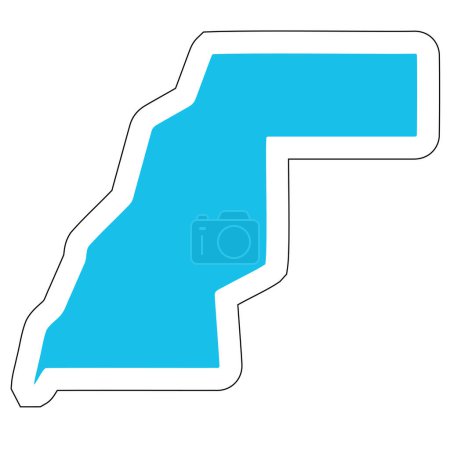 Western Sahara country silhouette. High detailed map. Solid blue vector sticker with white contour isolated on white background.