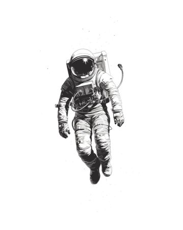Photo for An astronaut floating in the void. black and white simple sketch - Royalty Free Image