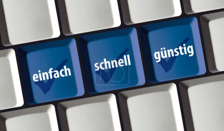 Keyboard with german words einfach schnell sicher, online banking and shopping. High quality photo