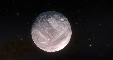 Téléchargez les photos : Miranda est l'une des lunes orbitant autour de la planète Uranus dans le système solaire. Il est classé comme microaquariums airless frigides. Date de découverte 1948. - en image libre de droit