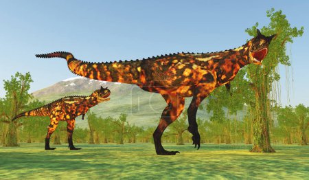 Téléchargez les photos : Carnotaurus était un dinosaure théropode carnivore qui vivait en Argentine pendant la période du Crétacé.. - en image libre de droit