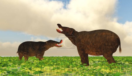 Téléchargez les photos : Platybelodon était un éléphant herbivore qui vivait en Afrique, en Europe et en Amérique du Nord pendant les périodes du Miocène et du Pléistocène.
. - en image libre de droit