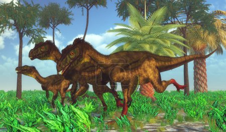 Téléchargez les photos : Ornitholestes était un petit dinosaure carnivore qui a vécu dans la période jurassique de Laurasie occidentale qui est maintenant l'Amérique du Nord
. - en image libre de droit