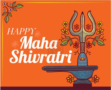 Illustration for Happy mahashivratri greetings card vector - Royalty Free Image