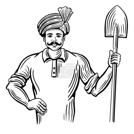 indian farmer portrait vector illustration