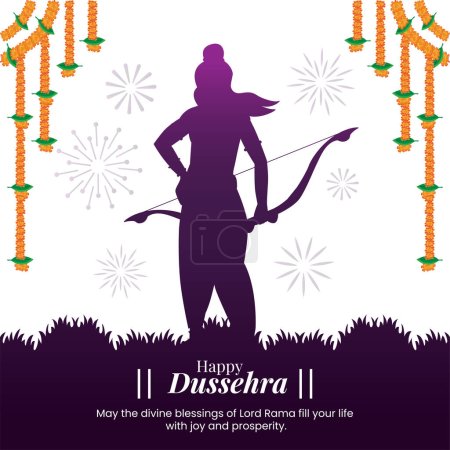 Téléchargez les illustrations : Heureux dussehra, salutation, souhaits Inde hindou festival vecteur - en licence libre de droit