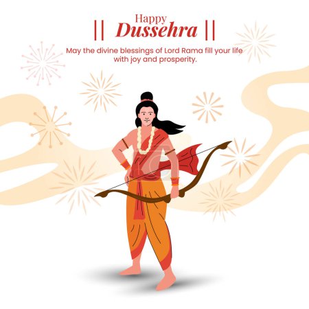 Téléchargez les illustrations : Heureux dussehra, salutation, souhaits Inde hindou festival vecteur - en licence libre de droit