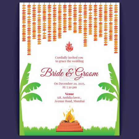 indian wedding card design, invitation template