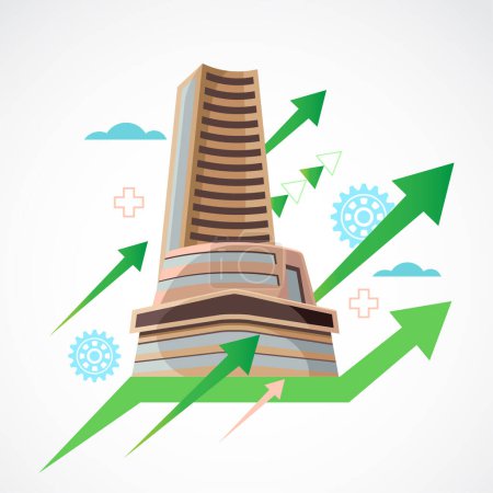 Ilustración de Bombay bolsa de valores, economía india, vector de beneficio - Imagen libre de derechos