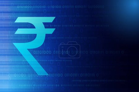 Illustration for Digital rupee indian currency technology background vector - Royalty Free Image