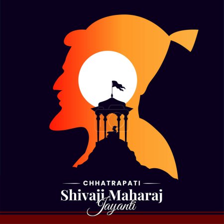 Ilustración de Chhatrapati Shivaji Maharaj Jayanti saludo, gran indio Maratha rey vector - Imagen libre de derechos