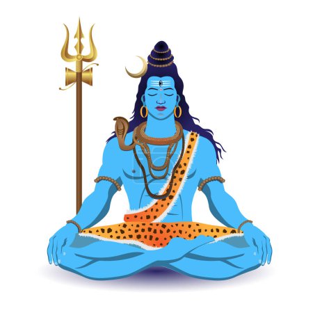 Illustration for Lord shiva sitting meditation vector illustration - Royalty Free Image