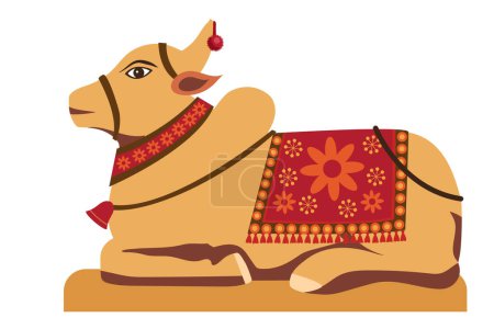 Téléchargez les illustrations : Seigneur Shiva Nandi taureau assis vecteur - en licence libre de droit