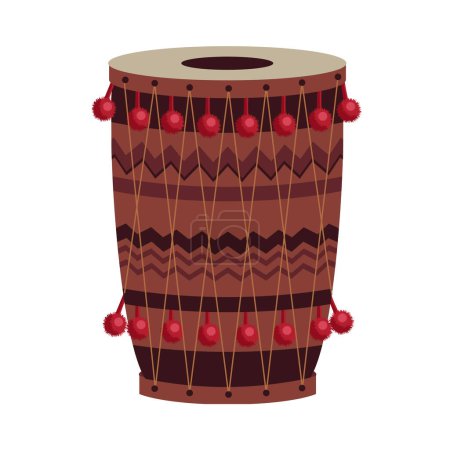 Illustration for Decorative dholak drum precaution vector illustration isolated - Royalty Free Image