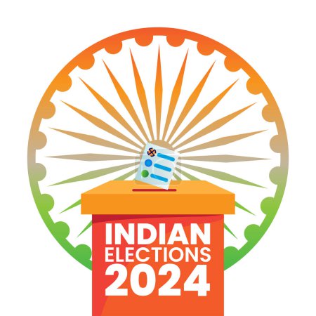 Ilustración de Elecciones Generales de la India con ilustración de vector de concepto de urna - Imagen libre de derechos