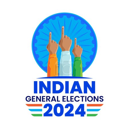 Concepto indio de elección general con vector de ilustración de dedo de voto iintked