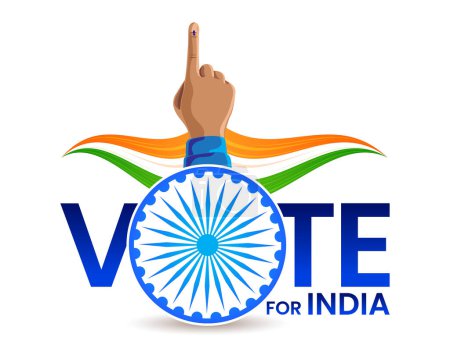 indian election vote for india concept mit eingefärbtem Wahlfinger-Vektor