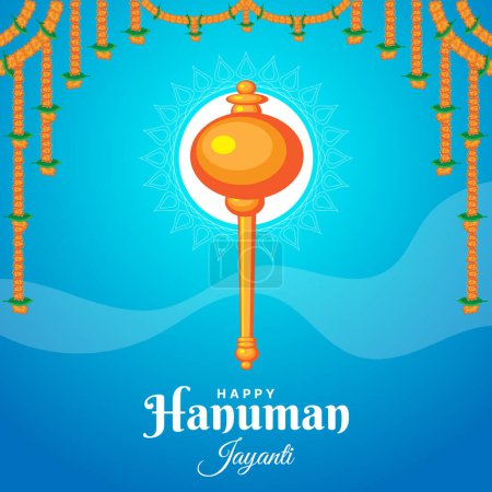 Feliz festival Hanuman Jayanti, celebración del nacimiento del Señor Hanuman, tarjeta de felicitación post vector ilustración
