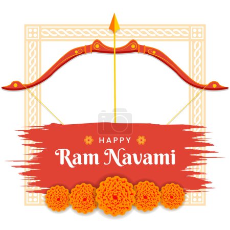 Hindu festival Happy Ram Navami celebration greeting card banner design vector illustration