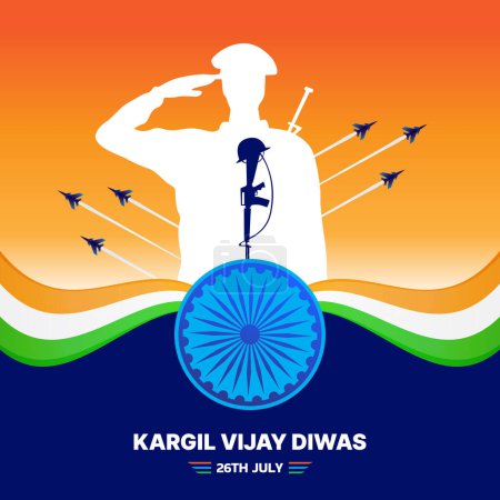 Kargil Vijay Diwas concepto de celebración, bandera, cartel, post, ilustración vector de saludo