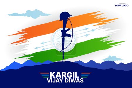 Kargil Vijay Diwas concepto de celebración, bandera, cartel, post, ilustración vector de saludo