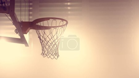 Photo for Close-up Shot of a Basketball Net of an Indoor Basketball Court. Shot with Warm Colors. - Royalty Free Image