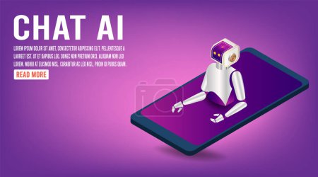 Ilustración de Artificial Intelligence(AI) concept with ChatGPT, artificial intelligence chatbot, Machine learning, digital Brain future technology.  Vector Illustration eps10 - Imagen libre de derechos