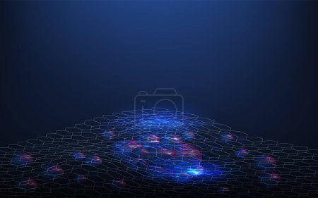 Illustration for Artificial Intelligence (AI) Molecular structure background concept with ChatGPT, Chatbot, Machine learning, Abstract molecule background with hexagons, wave flow. Vector Illustration - Royalty Free Image
