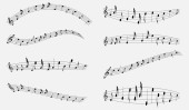 Music notes, staff treble clef notes with curves isolated on white background. Vector illustration eps10 Mouse Pad 668263642