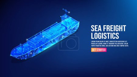 Illustration for Sea freight logistics with Container ships, transportation, worldwide shipping concept. Vector illustration eps10 - Royalty Free Image