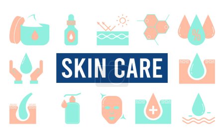 Skin care minimal solid web icon set with Cell Regeneration, Skin Treatment, Moisture cream and more. Vector illustration eps10.