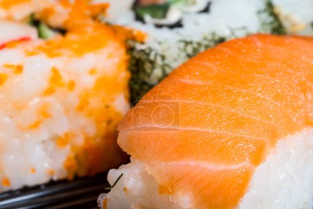 Photo for Closeup of delicious fresh Salmon sushi. - Royalty Free Image