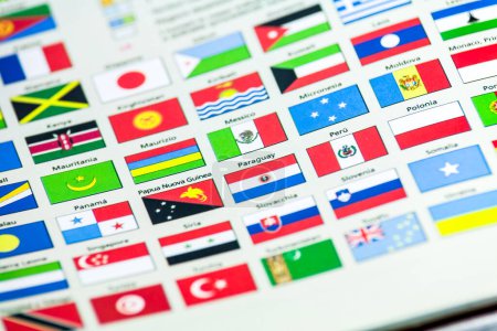 Photo for Colored chart of international national flags of different countries viewed at an oblique angle with shallow DOF - Royalty Free Image