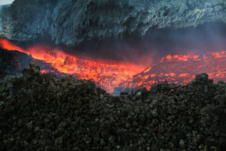 Foto de Etna lava vulcana magma en Sicilia - Imagen libre de derechos