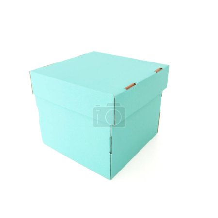 Photo for Turquoise box on a white background. Place for text and logo. The concept of packaging, uniform style, branding, gifts, holiday. High quality photo - Royalty Free Image