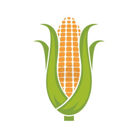 Téléchargez les illustrations : Modèle de dessin plat vecteur illustration logo maïs - en licence libre de droit