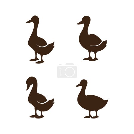 Téléchargez les illustrations : Duck logo vecteur ilustration icône plat modèle de conception - en licence libre de droit
