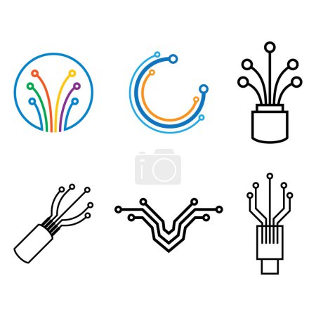 Illustration for Viber optic cable icon vector flat design template - Royalty Free Image