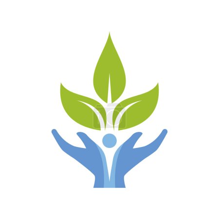 Illustration for Eco care logo hand and leaf illustration - Royalty Free Image
