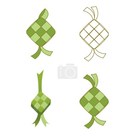 Ilustración de Ketupat o albóndigas de arroz asiático icono de la comida tradicional - Imagen libre de derechos