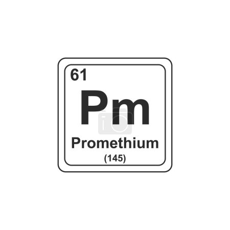 Téléchargez les illustrations : Icône prométhium Design de symbole chimique - en licence libre de droit
