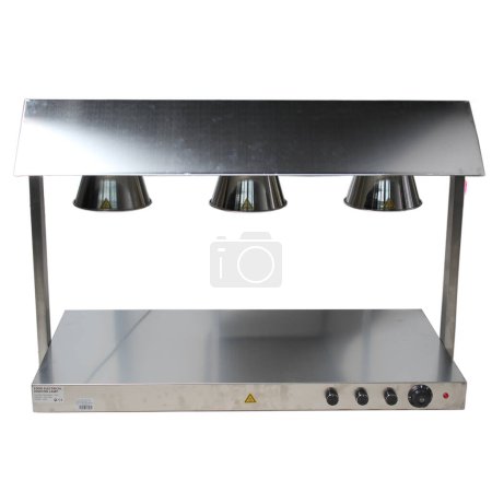 Photo for Stainless steel buffet warmer with lamps on white background - Royalty Free Image