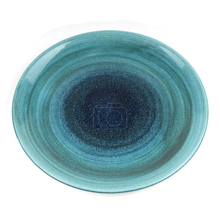 Foto de Placa cerámica azul aislada sobre fondo blanco - Imagen libre de derechos