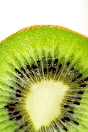 Photo for Kiwi sliced.Macro photo of a kiwi with place for text.Macro photo of an exotic fruit on an isolated background.Kiwi advertisement.Beautiful photo of kiwi.Sale of exotic fruits with copywriting space. - Royalty Free Image