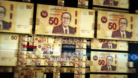 Foto de Túnez Dinar pila de dinero 3d ilustración. Concepto de fondo de los billetes TND: finanzas, crisis económica, inflación y negocios. - Imagen libre de derechos