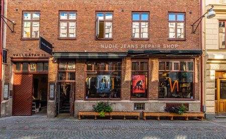 Photo for Gothenburg, Sweden - September 23 2019: Nudie Jeans shop at Vallgatan. - Royalty Free Image